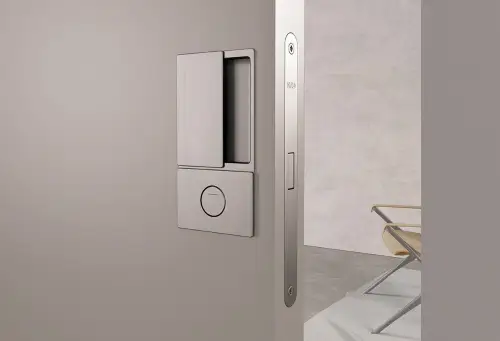 Click Here To Enlarge This Photo Of AGBWBSC - AGB Wave Flush Door Handle & Bathroom Lock Set - Satin Chrome