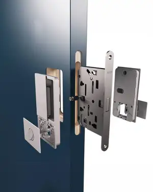 Click Here To Enlarge This Photo Of AGBWBSC - AGB Wave Flush Door Handle & Bathroom Lock Set - Satin Chrome