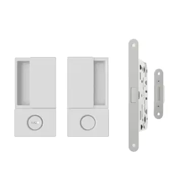 Click Here To Enlarge This Photo Of AGBWBWH - AGB Wave Flush Door Handle & Bathroom Lock Set - White