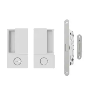 AGBWBWH - AGB Wave Flush Door Handle & Bathroom Lock Set - White