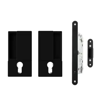 Click Here To Enlarge This Photo Of AGBWEMB - AGB Wave Flush Door Handle & Euro Profile Lock Set - Matt Black