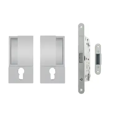 Click Here To Enlarge This Photo Of AGBWESC - AGB Wave Flush Door Handle & Euro Profile Lock Set - Satin Chrome