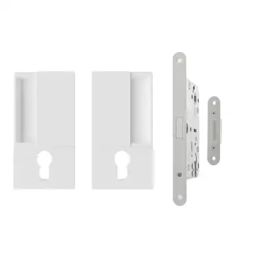 Click Here To Enlarge This Photo Of AGBWEWH - AGB Wave Flush Door Handle & Euro Profile Lock Set - White
