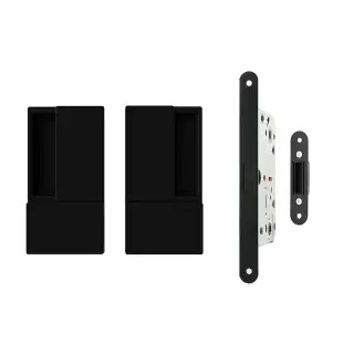 AGBWLMB - AGB Wave Flush Door Handle & Latch Set - Matt Black