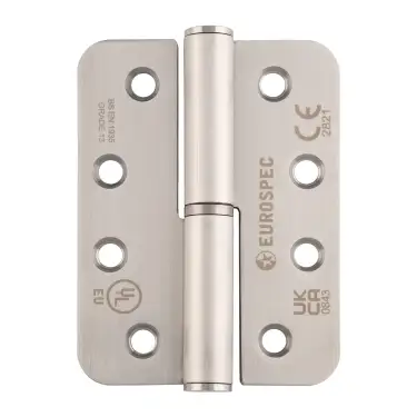 Click Here To Enlarge This Photo Of H3N1203/13/SSS/R/L - Carlisle Brass Eurospec 102mm x 76mm x 3mm Grade 13 Lift Off Hinges (Radius) Satin Stainless Steel (Left Hand)