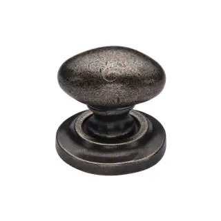 RPW179 38 M.Marcus Rustic Pewter Cabinet Knob Oval Design on Rose 38mm