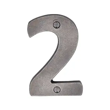 Click Here To Enlarge This Photo Of RPW351 2 M.Marcus Rustic Pewter Numeral 2 Screw Fixing 76mm (3")
