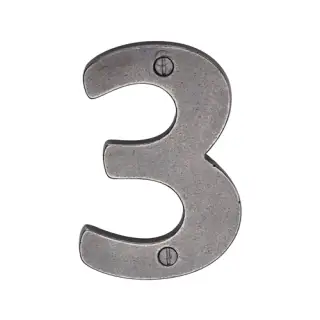 RPW351 3 M.Marcus Rustic Pewter Numeral 3 Screw Fixing 76mm (3")