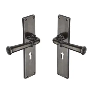 RPW3700 M.Marcus Rustic Pewter Door Handle Lever Lock Ashfield Design