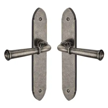 Click Here To Enlarge This Photo Of RPW4710 M.Marcus Rustic Pewter Door Handle Lever Latch Hadley Design