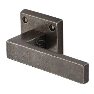 RPW5410 M.Marcus Rustic Pewter Door Handle Lever Latch on Square Rose Hanwood Design