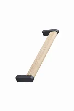 Click Here To Enlarge This Photo Of Furnipart 'Crossing' Wooden Cabinet Pull L168mm / C160mm - Oak Lacquered/Matt Black (102990160-052/99)