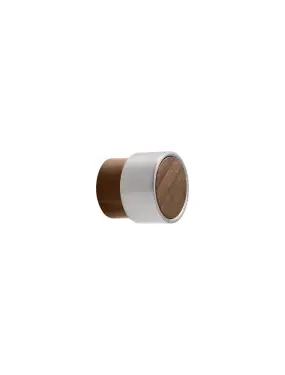 Click Here To Enlarge This Photo Of Furnipart 'Radio' Mini Wooden Cabinet Knob D26mm - Clear Lacquered Walnut/Inox Look (113220026-292/66)