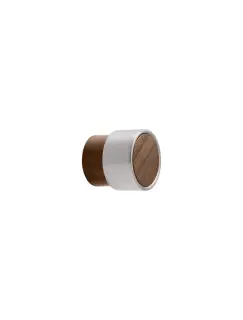 Furnipart 'Radio' Mini Wooden Cabinet Knob D26mm - Clear Lacquered Walnut/Inox Look (113220026-292/66)