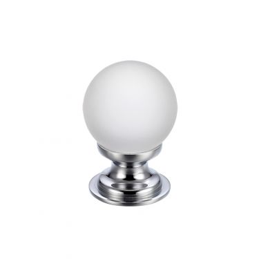 Click Here To Enlarge This Photo Of FCH04ACP - Zoo Hardware Glass Ball Cabinet Knob (Frosted) 25mm Polished Chrome