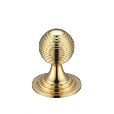 Click Here To Enlarge This Photo Of FCH08A - Zoo Hardware Queen Anne Ringed Knob 25mm rose dia. Polished Brass