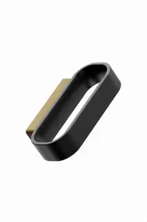 Furnipart 'Race' Cabinet Pull L64mm / C32mm - Clear Lacquered Oak/Matt Black (557120032-052/99)