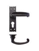 FF211EP - Zoo Hardware Foxcote Foundries Traditional Slimline Thumb Lever on Euro Backplate (142 x 40mm) Black Antique