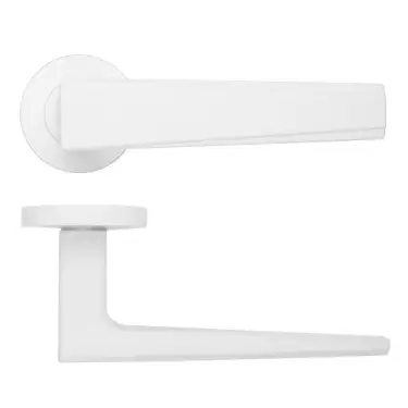 Click Here To Enlarge This Photo Of RM150PCW - Zoo Hardware Rosso Maniglie 'Veloce' Lever on Round Rose Powder Coated White Finish