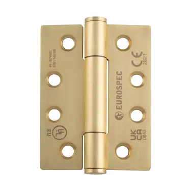 Click Here To Enlarge This Photo Of H3N1207&sol;14SB - Carlisle Brass Eurospec 102mm x 76mm x 3mm Grade 14 Concealed Bearing Hinges - Satin Brass &lpar;Square Corners&rpar;