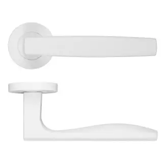 RM140PCW - Zoo Hardware Rosso Maniglie 'Apennine' Lever on Round Rose Powder Coated White Finish