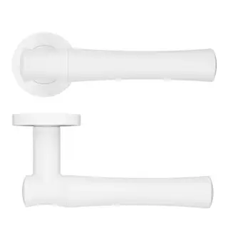 RM160PCW - Zoo Hardware Rosso Maniglie 'Aldo' Lever on Round Rose Powder Coated White Finish