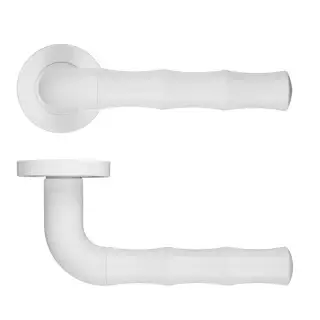 RM200PCW - Zoo Hardware Rosso Maniglie 'Vasco' Lever on Round Rose Powder Coated White Finish