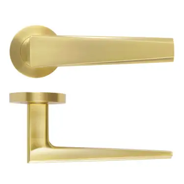 Click Here To Enlarge This Photo Of RM150SB - Zoo Hardware Rosso Maniglie 'Veloce' Lever on Round Rose - Satin Brass Finish