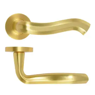 RM190SB - Zoo Hardware Rosso Maniglie 'Rococo' Lever on Round Rose - Satin Brass Finish