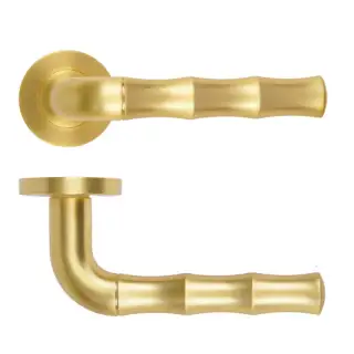 RM200SB - Zoo Hardware Rosso Maniglie 'Vasco' Lever on Round Rose - Satin Brass Finish