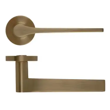 Click Here To Enlarge This Photo Of RM210AB - Zoo Hardware Rosso Maniglie 'Gio' Lever on Round Rose - Antique Brass Finish