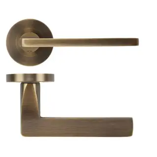 ZPA010-AB - Zoo Hardware Stanza 'Leon' Lever Handles on Round Rose - Antique Brass &lpar;Contract Range&rpar;
