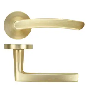 ZPA020-SB - Zoo Hardware Stanza 'Santiago' Lever Handles on Round Rose - Satin Brass &lpar;Contract Range&rpar;