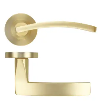 Click Here To Enlarge This Photo Of ZPA030-SB - Zoo Hardware Stanza 'Toledo' Lever Handles on Round Rose - Satin Brass &lpar;Contract Range&rpar;