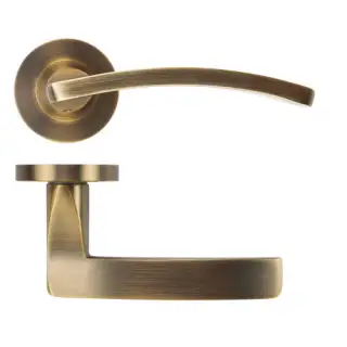 ZPA030-AB - Zoo Hardware Stanza 'Toledo' Lever Handles on Round Rose - Antique Brass &lpar;Contract Range&rpar;