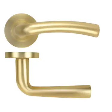 Click Here To Enlarge This Photo Of ZPA050-SB - Zoo Hardware Stanza 'Seville' Lever Handles on Round Rose - Satin Brass &lpar;Contract Range&rpar;