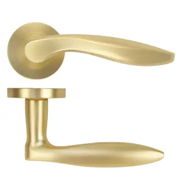 Click Here To Enlarge This Photo Of ZPA060-SB - Zoo Hardware Stanza 'Cadiz' Lever Handles on Round Rose - Satin Brass &lpar;Contract Range&rpar;