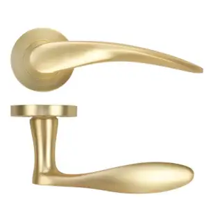 ZPA070-SB - Zoo Hardware Stanza 'Merida' Lever Handles on Round Rose - Satin Brass &lpar;Contract Range&rpar;