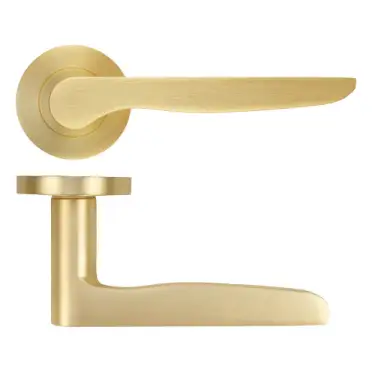 Click Here To Enlarge This Photo Of ZPA080-SB - Zoo Hardware Stanza 'Vigo' Lever Handles on Round Rose - Satin Brass &lpar;Contract Range&rpar;