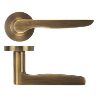 ZPA080-AB - Zoo Hardware Stanza 'Vigo' Lever Handles on Round Rose - Antique Brass &lpar;Contract Range&rpar;