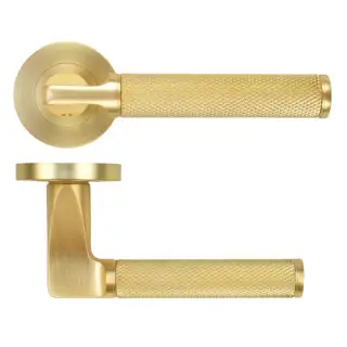 ZPA090-SB - Zoo Hardware Stanza 'Bilbao' Lever Handles on Round Rose - Satin Brass &lpar;Contract Range&rpar;