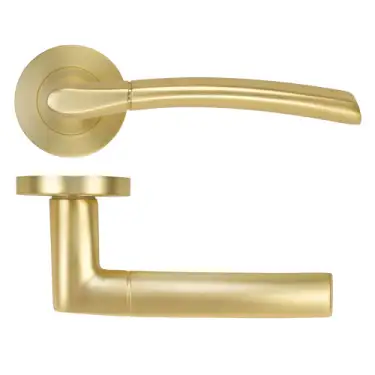 Click Here To Enlarge This Photo Of ZPA100-SB - Zoo Hardware Stanza 'Andorra' Lever Handles on Round Rose - Satin Brass &lpar;Contract Range&rpar;