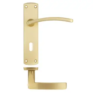 ZPA031-SB - Zoo Hardware Stanza 'Toledo' Lever Handles on Lock Backplate - Satin Brass &lpar;Contract Range&rpar;