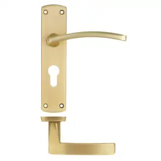 ZPA031EP-SB - Zoo Hardware Stanza 'Toledo' Lever Handles on Euro Profile Backplate - Satin Brass &lpar;Contract Range&rpar;