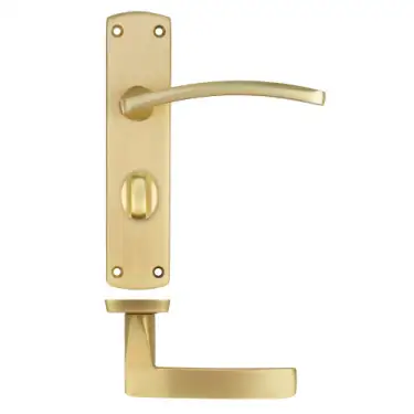 Click Here To Enlarge This Photo Of ZPA033-SB - Zoo Hardware Stanza 'Toledo' Lever Handles on Bathroom Backplate - Satin Brass &lpar;Contract Range&rpar;