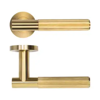 RT070PVDSB - Zoo Hardware Rosso Tecnica 'Idro' Lever on Round Rose - PVD Satin Brass