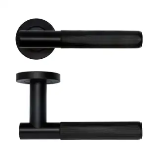 RT070PCB - Zoo Hardware Rosso Tecnica 'Idro' Lever on Round Rose - Powder Coat Black