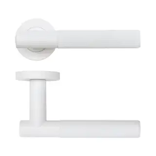 RT070PCW - Zoo Hardware Rosso Tecnica 'Idro' Lever on Round Rose - Powder Coat White