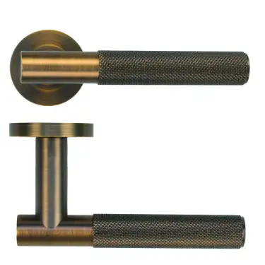 Click Here To Enlarge This Photo Of RT060-AB - Zoo Hardware Rosso Tecnica 'Orta' Lever on Round Rose - Antique Brass