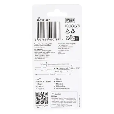 Click Here To Enlarge This Photo Of Trend JB&sol;T101AOF Jigsaw Blades 76mm x 1&period;4mm Bi-Metal Laminate &lpar;5 Pack&rpar;